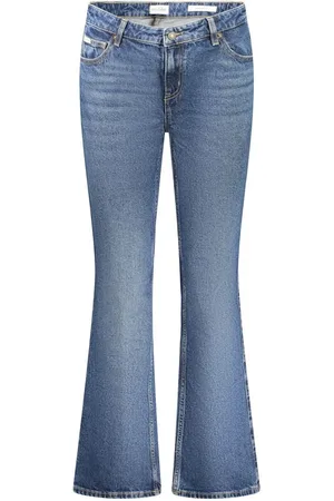 Guess Jeans, Dame, Blå, W26 L32, Blå Bootcut Jeans med Vasket Effekt