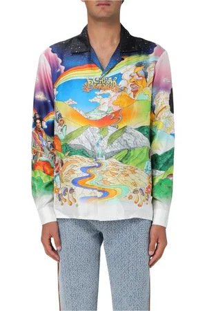 Casablanca Skjorte, Herre, Flerfarvet, M, Uld, Psykedelisk Print Silkeskjorte