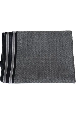 Missoni Tilbehør, unisex, Grå, ONE SIZE, Uld, Stribet Uldtørklæde med Logo Broderi