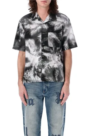 Palm Angels Skjorte, Herre, Flerfarvet, L, Bomuld, Blueprint Palms Skjorte
