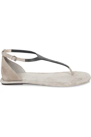 Brunello Cucinelli Sko, Dame, , 38 EU, Ruskindssandaler med Moniledetalje