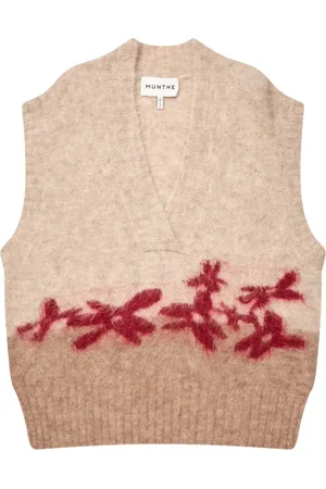 Munthe Strik, Dame, , L, Elegant Blomst Strik Vest