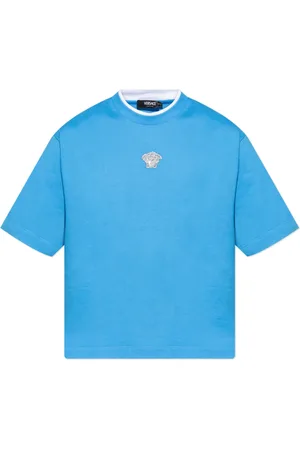 VERSACE Top, Herre, Blå, XL, Bomuld, T-shirt med en karakteristisk Medusa-hoved