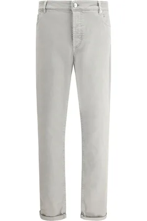 Brunello Cucinelli Jeans, Herre, Grå, 2XL, Bomuld, Klassiske bomuldsjeans med opsmøg