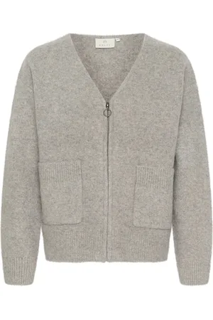 Kaffe Strik, Dame, , XL, Uld, Grå Melange Cardigan Sweater