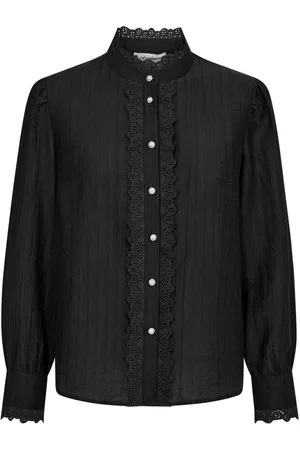 Co`Couture Bluser & Skjorter, Dame, Sort, M, Angiecc Anglaise Sort Blondebluse