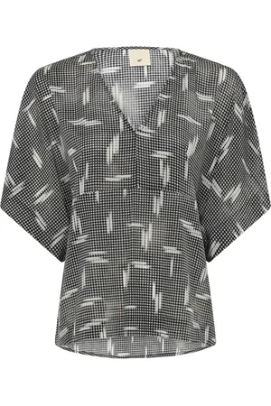 Heartmade Bluser & Skjorter, Dame, Flerfarvet, S, Spandex, Elegant Top med V-Hals og Print