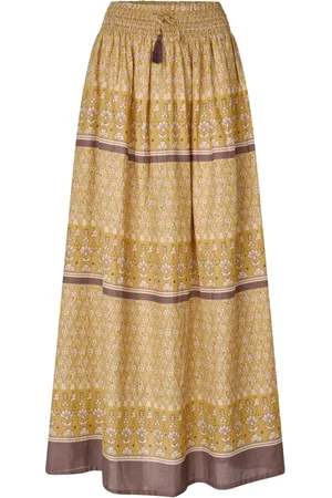 Lollys Laundry Nederdel, Dame, Gul, XL, Bohemeinspireret Diamondll Maxi Nederdel Sennep
