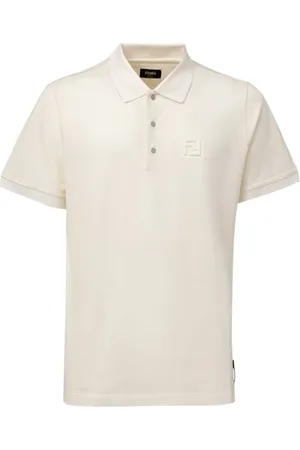 Fendi Top, Herre, Hvid, L, Bomuld, Hvid Bomuldspolo med Præget Logo