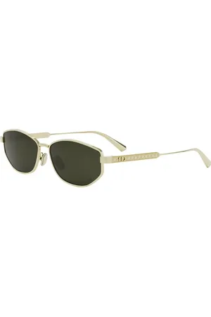 Dior Tilbehør, unisex, Gul, 57 MM, Uld, Stilfulde solbriller med guldrum og grønne linser