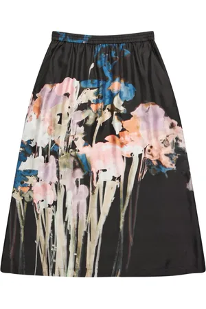 Munthe Nederdel, Dame, Flerfarvet, L, Silken Nederdel med Malerisk Print