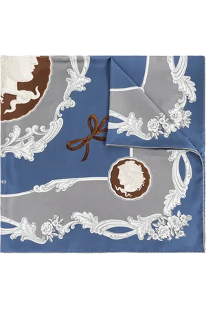 VERSACE Tilbehør, unisex, Blå, ONE SIZE, Uld, Silketørklæde