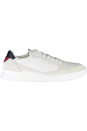 Tommy Hilfiger Sko, Herre, Hvid, 44 EU, Polyester, Sporty hvide sneakers med logo detalje
