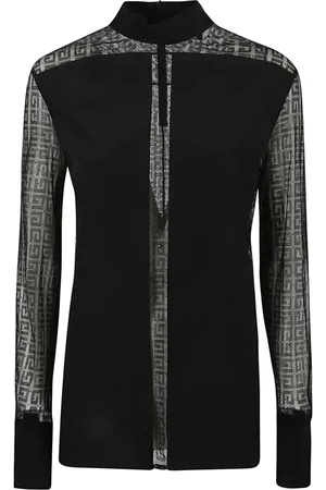 Givenchy Bluser & Skjorter, Dame, Sort, XS, Uld, Sort gennemsigtig skjorte med skulderlommer