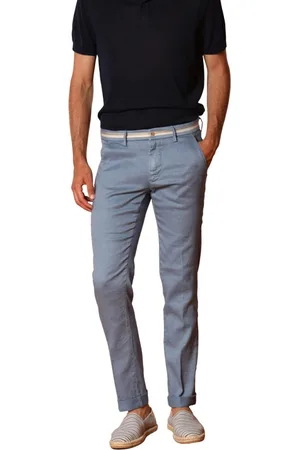 Masons Bukser, Herre, Blå, S, Bomuld, Slim Fit Linned Bomuld Chino Bukser