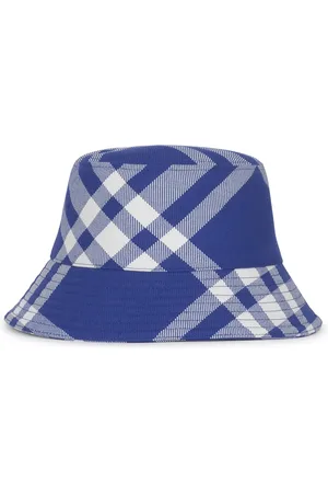 Burberry Tilbehør, Herre, Blå, S, Bomuld, Fishermans Cap i sæsonbetonede tern