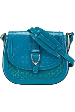 Gucci Pre-owned, Dame, Blå, ONE SIZE, Uld, Pre-owned Laeder crossbody-tasker