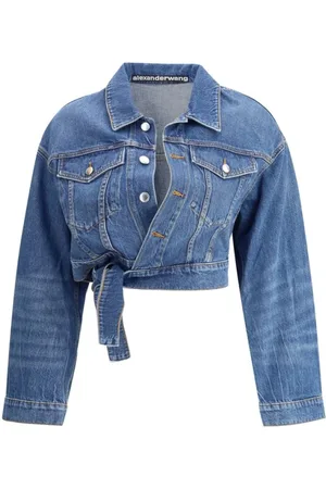 Alexander Wang Jakke, Dame, Blå, S, Denim, Denimjakke med slipsbånd