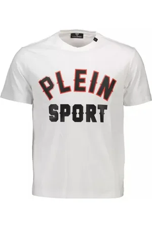 Philipp Plein Top, Herre, Hvid, 2XL, Bomuld, Enkelt hvidt T-shirt med dynamiske detaljer