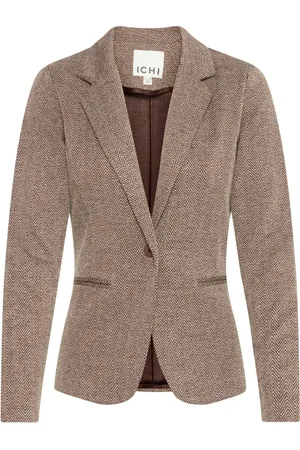 Ichi Jakke, Dame, , M, Uld, Elegant Jacquard Blazer Jakke Herringbone