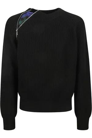 Burberry Strik, Herre, Sort, L, Uld, Sort Ribstrikket Sweater Aw24