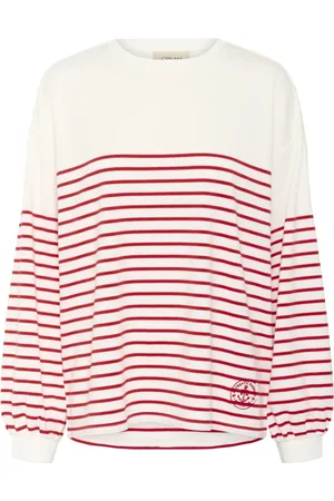 Cream Top, Dame, Flerfarvet, S, Bomuld, Stribet Sweatshirt Snowwhite Red Stripe