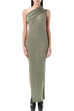 Rick Owens Kjole, Dame, Grøn, S, Uld, Asymmetrisk En-Skulder Kjole Celadon