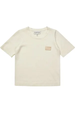 Munthe Top, Dame, , XL, Elegant Ivory Strik med Logo Patch
