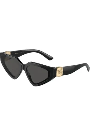 Dolce & Gabbana Tilbehør, Dame, Sort, 59 MM, Sorte solbriller med mørkegrå linser