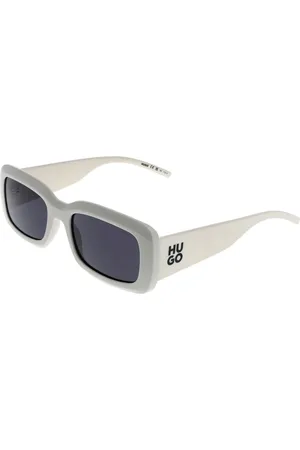 HUGO BOSS Tilbehør, unisex, Hvid, ONE SIZE, Uld, Hvid Rektangulære Solbriller Grå Linser