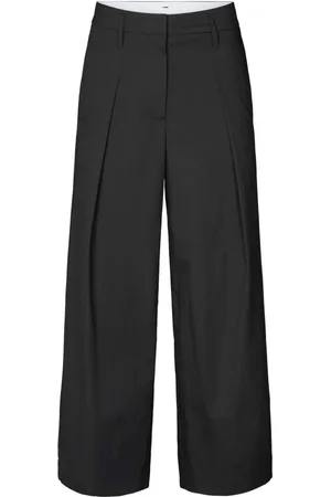 Rabens Saloner Bukser, Dame, Sort, L, Bomuld, Elegant Parallel Sorte Bukser