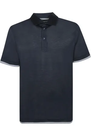 Brunello Cucinelli Top, Herre, Blå, S, Blå Polo Skjorte Elegant Stil