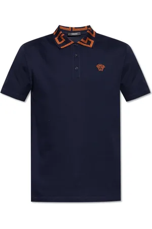 VERSACE Top, Herre, Blå, XL, Bomuld, Polo med logo