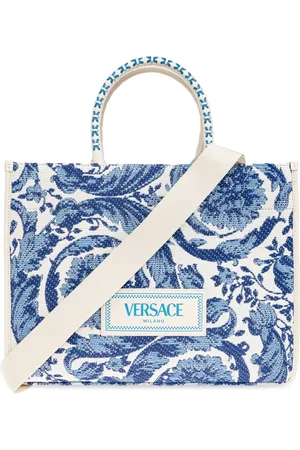 VERSACE Taske, unisex, Blå, ONE SIZE, Uld, Athena Medium shopper taske