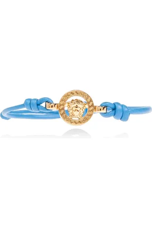 VERSACE Tilbehør, unisex, Blå, ONE SIZE, Læder, Læderarmbånd