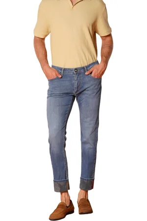 Masons Jeans, Herre, Blå, W34, Denim, Slim Fit Denim Bukser med Camouflage Foring