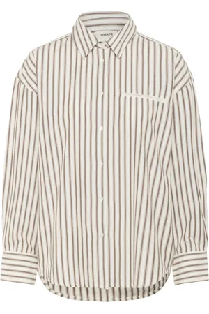 Soaked in Luxury Bluser & Skjorter, Dame, , S, Klassisk Stribet Skjorte Brun Og Hvid