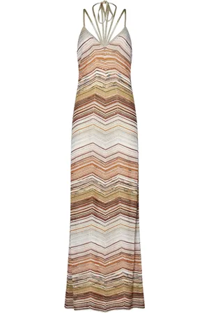 Missoni Kjole, Dame, Flerfarvet, S, Uld, Multifarvet Chevron Mønster Paliet Kjole