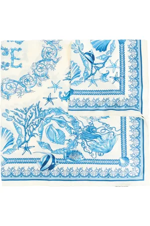 VERSACE Tilbehør, unisex, Blå, ONE SIZE, Silketørklæde