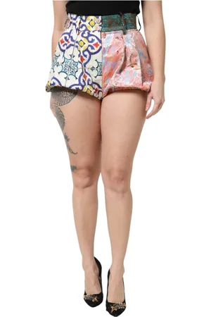 Dolce & Gabbana Shorts, Dame, Flerfarvet, XS, Multifarvet High Waist Hot Pants Shorts