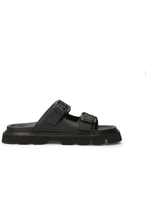 Kazar Sko, Herre, Sort, 40 EU, Læder, Læder flip-flops på en tyk sål