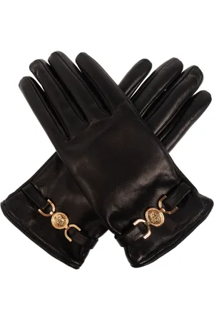 VERSACE Tilbehør, Dame, Sort, 6 1/2 IN, Læder, Læderhandsker