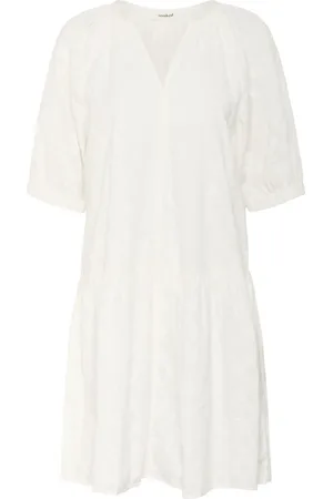 Soaked in Luxury Kjole, Dame, Hvid, 2XL, Elegant Enkel Kjole med Flæsedetaljer