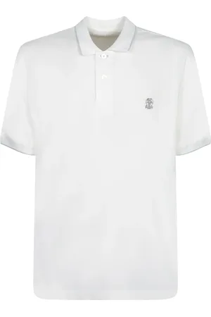 Brunello Cucinelli Top, Herre, Hvid, M, Bomuld, Klassisk Hvid Polo Skjorte