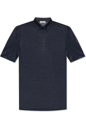 Moncler Top, Herre, Blå, M, Linned, Linned polo