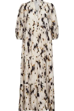 Co`Couture Kjole, Dame, Flerfarvet, S, Elegant Floor Kjole med Abstrakt Print
