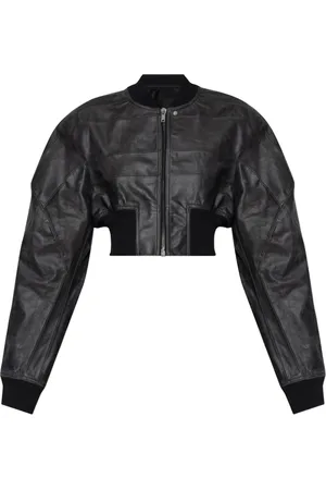 Rick Owens Jakke, Dame, Sort, S, Læder, Læderjakke Girdered