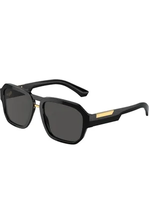 Dolce & Gabbana Tilbehør, Herre, Sort, 56 MM, Sorte solbriller med mørkegrå linser