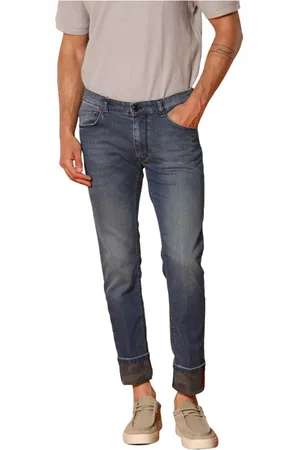 Masons Jeans, Herre, Blå, W31, Denim, Slim Fit Denim Bukser med Camouflage Foring