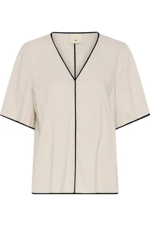 Heartmade Bluser & Skjorter, Dame, , XS, Spandex, Afslappet pasform V-udskæring top Trida Light-Sand